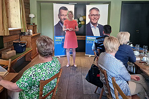 Angelika Niebler bei einer Diskussion zum Thema „Europapolitik aktuell“